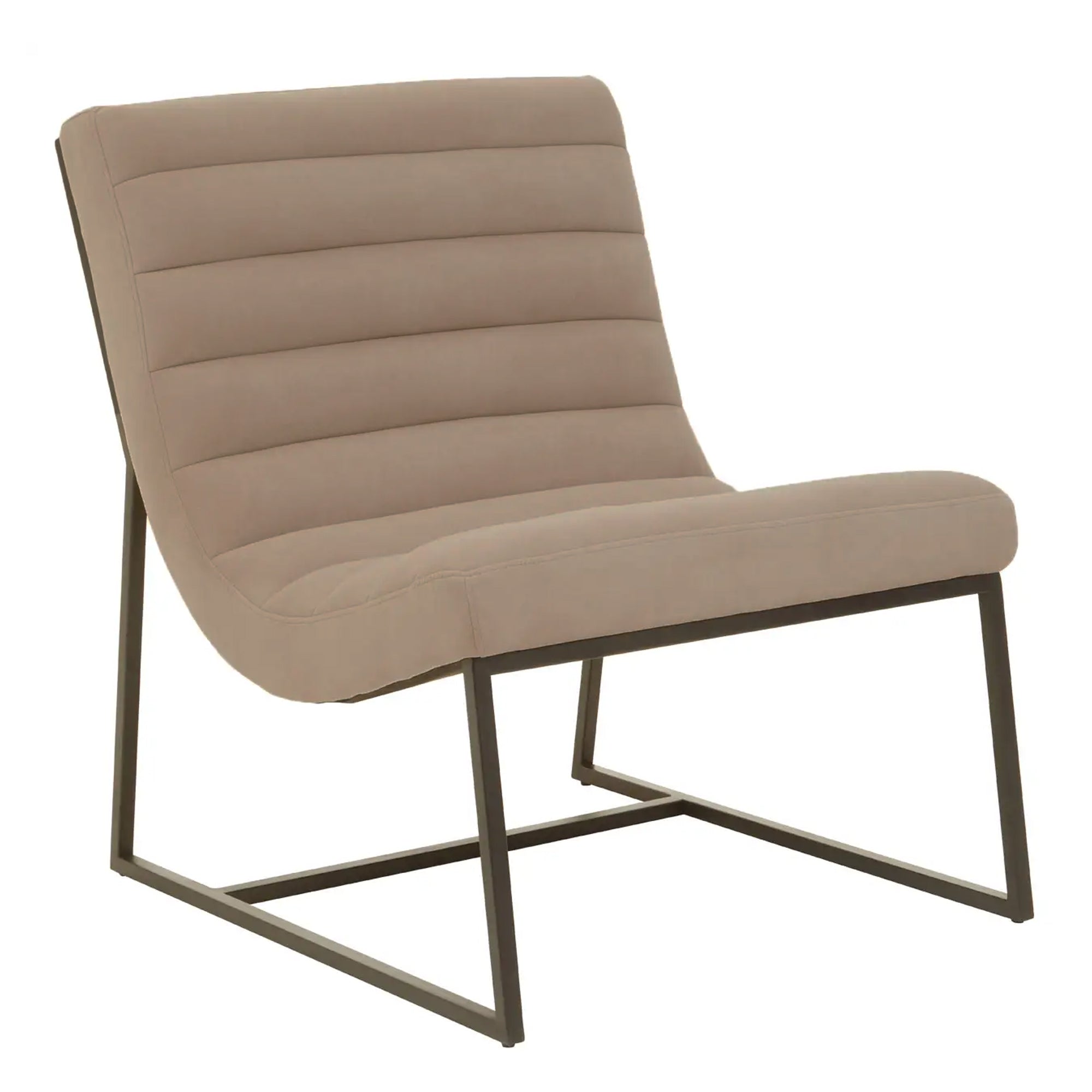 Taupe Velvet Ribbed Accent Chair with Black Frame EX Display